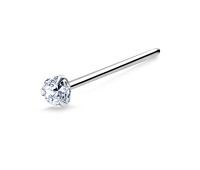 2mm Round CZ Silver Straight Nose Stud NSKA-109